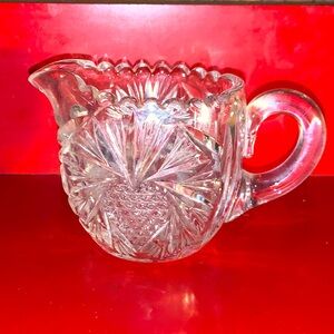 EAPG Pineapple Starburst Glass Creamer Pitcher